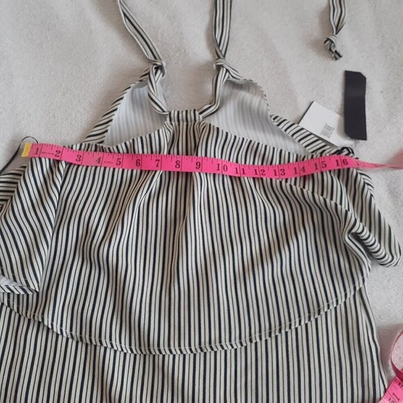 Thieves Like Us Nordstrom Women's XS Black Cream Pinstripe Halter Top - Picture 11 of 12